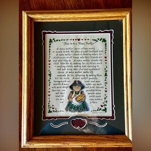 Vintage (1996) Calligraphy Signed Framed Art “How to be a Mean Mother”. Country